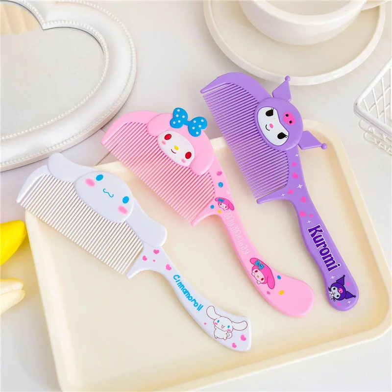 

Sanrio Anime Comb New Hello Kitty Kawaii Kuromi Cute Cartoon Head Comb Children's Comb Portable Student Hair Comb Toys for Kids