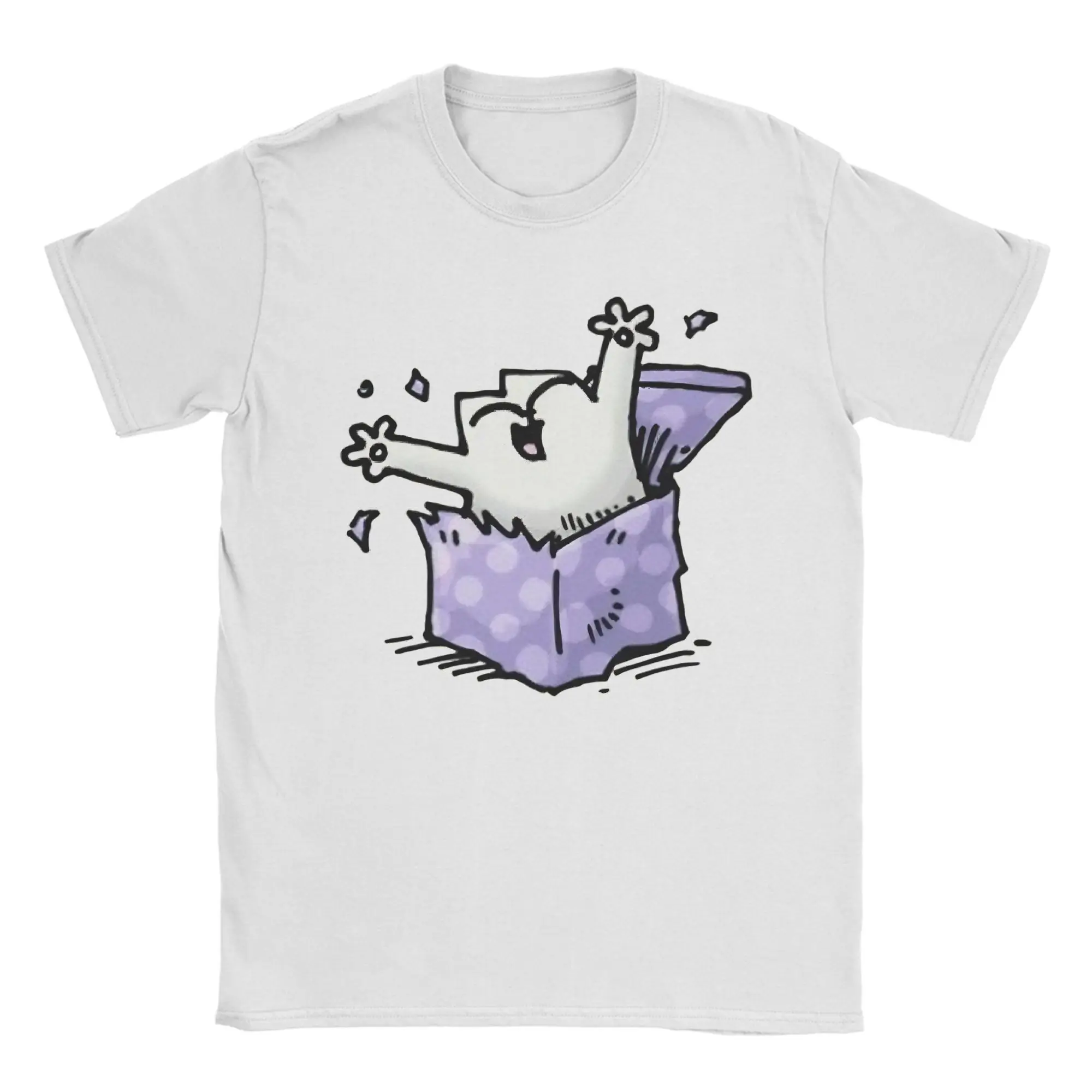 

Funny Cat Simons Cat T-Shirt Men's Cotton Tops Vintage Meowt Round Neck Short Sleeve