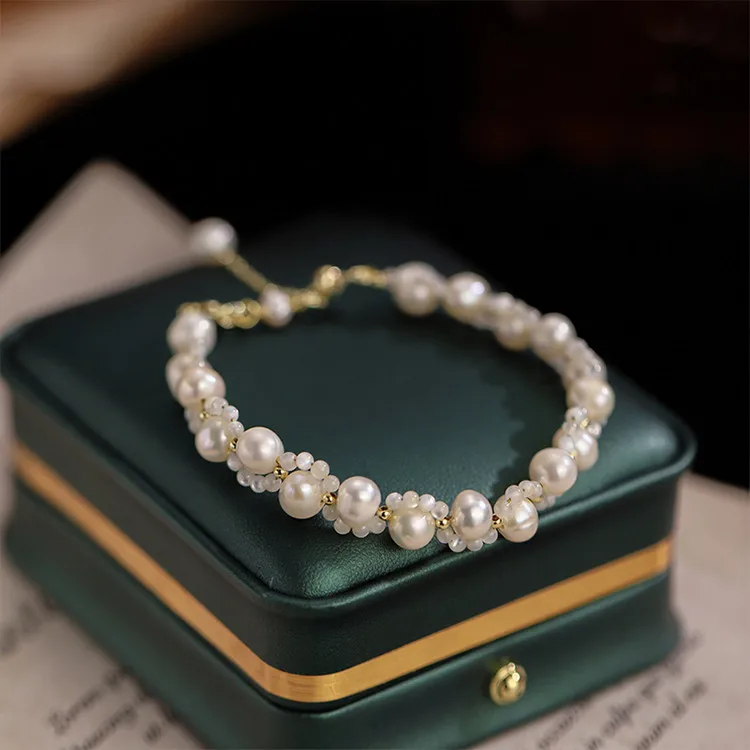 100% لؤلؤ المياه العذبة الطبيعية أنيق القط قدم تصميم 14K الذهب شغل السيدات سوار حلية تعزيز مجوهرات للنساء هدايا