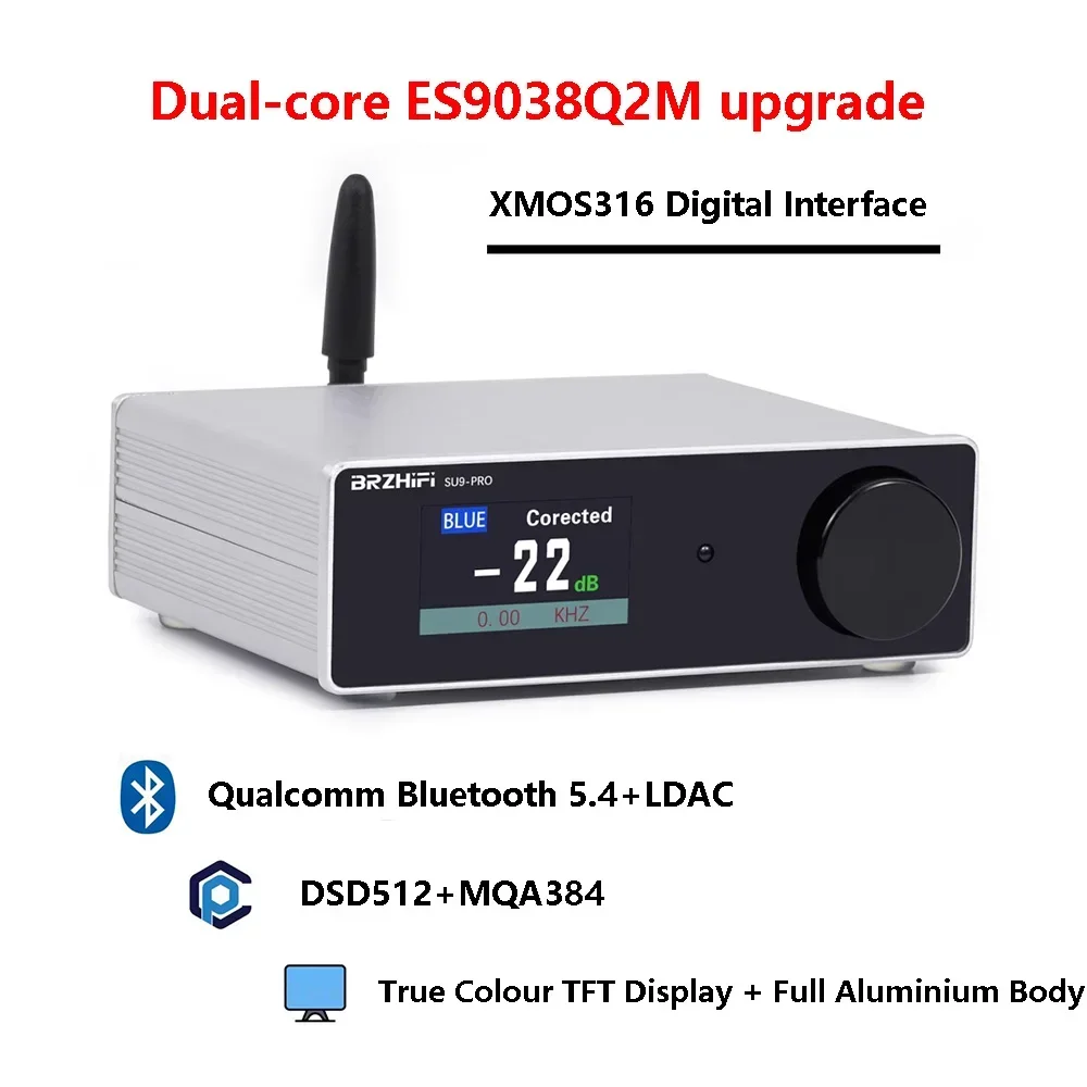 Dual ES9038Q2M Audio Decoder DSD512 32bit/768K Lossless HIFI Decoder QCC3084 Bluetooth 5.4 Built-in XMOS USB Daughter Card