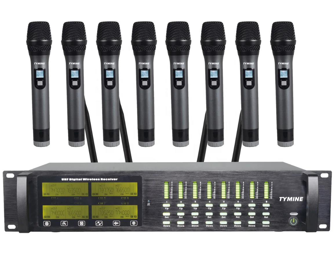 

Professional 8 channel UHF wireless microphone karaoke microphone TM-US08