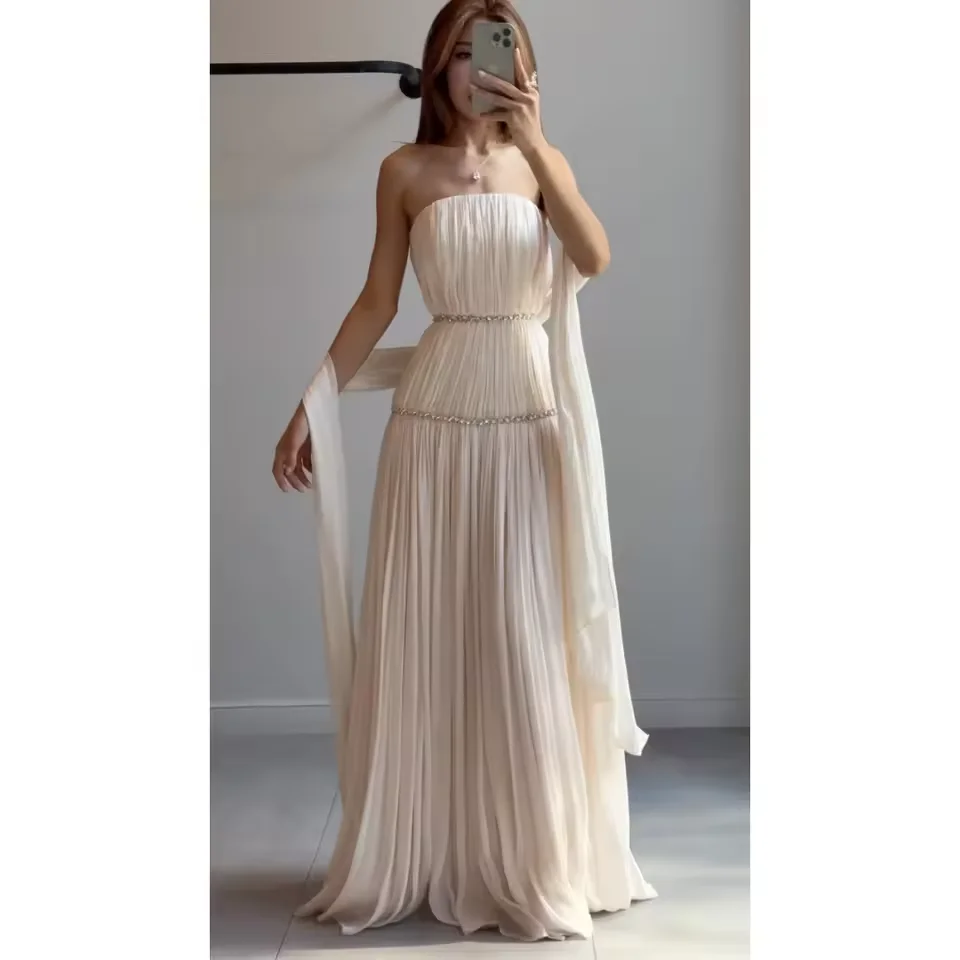 Customized Elegant Chiffon prom Dress A-Line Multilayer Pleats Vestido de Noche Formal Occasion Evening Dresses 2026