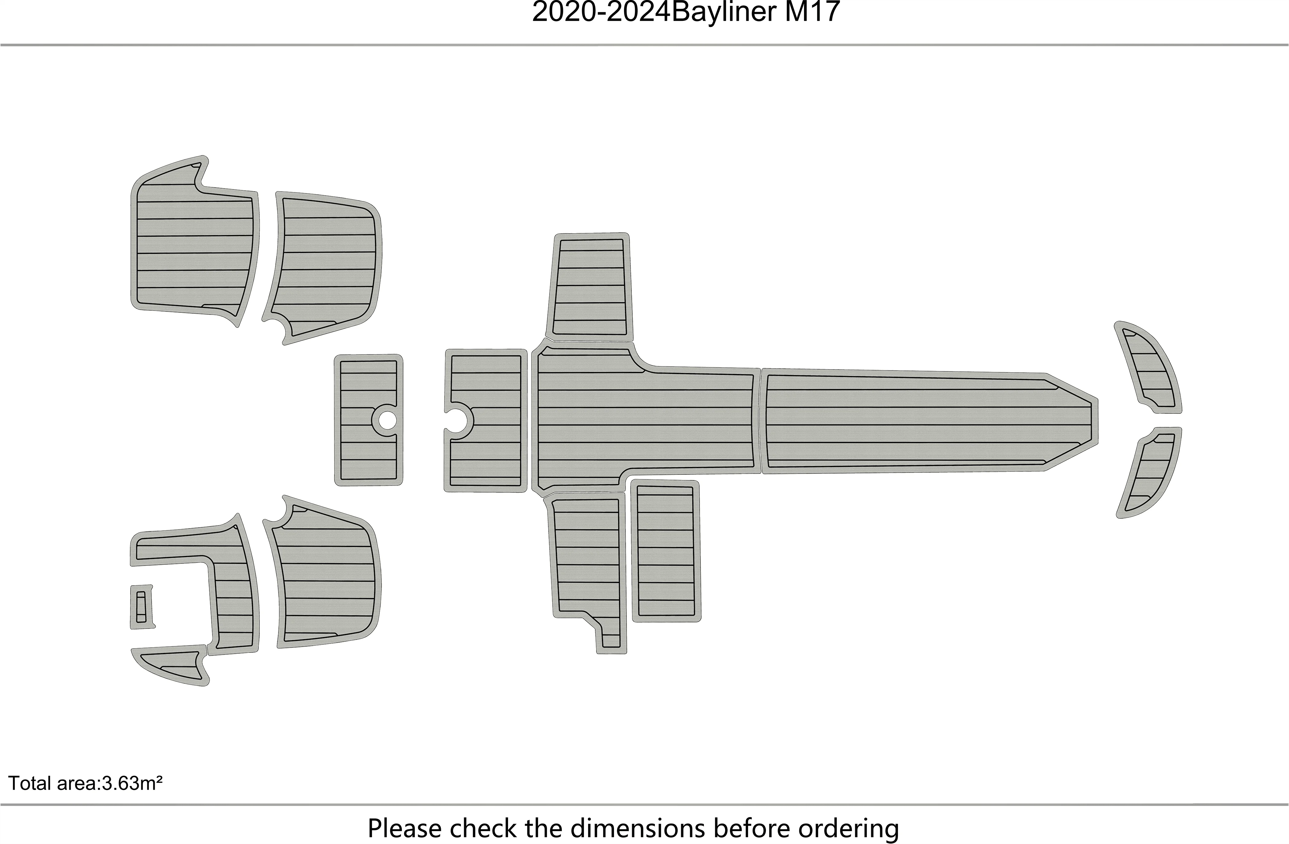 2020-2024 Bayliner M17 1/4 "6 مللي متر إيفا رغوة عدم الانزلاق بولي كلوريد الفينيل خشب الساج التزيين البحرية حصيرة سيديك أكوا السجاد أرضية بحرية #3