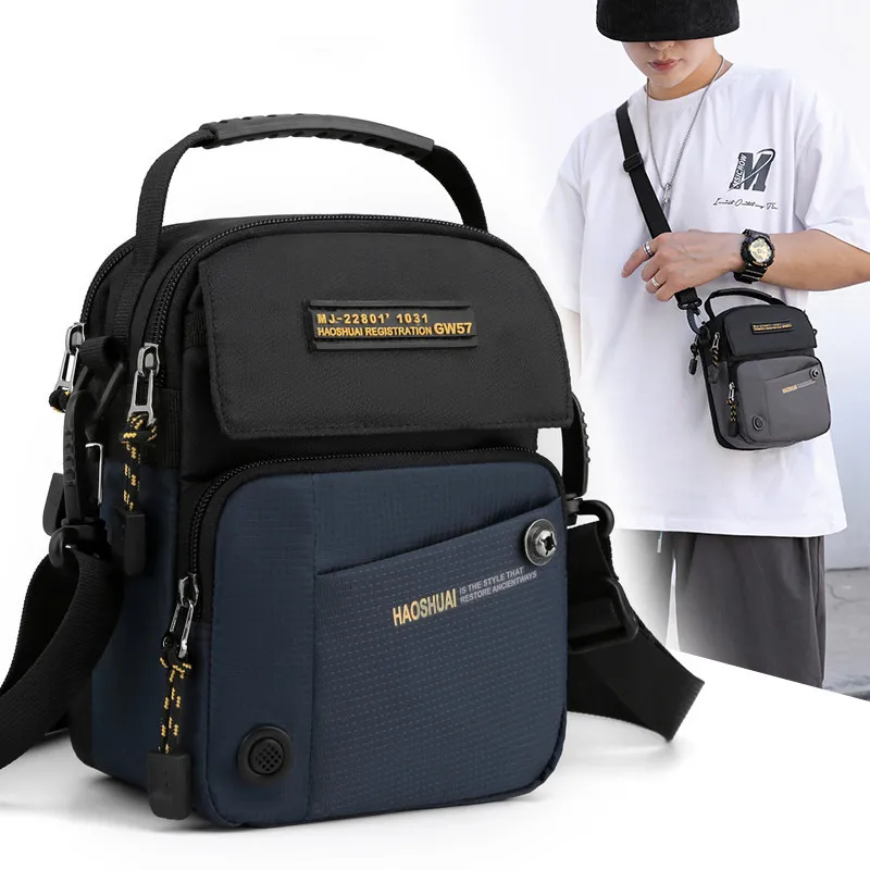 Mens Trendy Small Shoulder Bag Diagonal Crossbody Bag Lightweight Mini  Waterproof Nylon Multifunction Mobile Phone Waist Pack