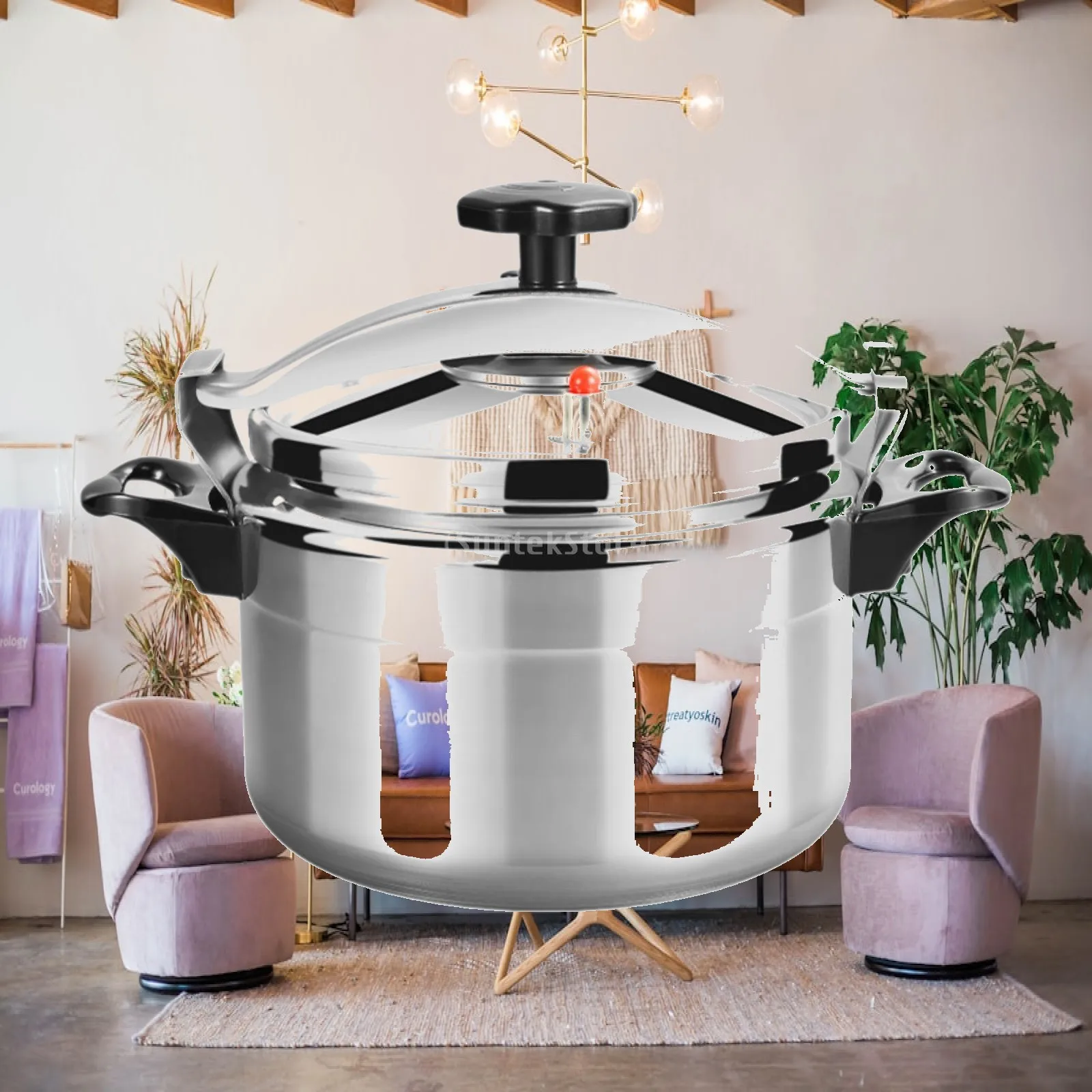 Aluminum Mini Pressure Cooker Easy Clean Stew Soup Pot Fast Cooking Pan with Locking Lid for Kitchen Use