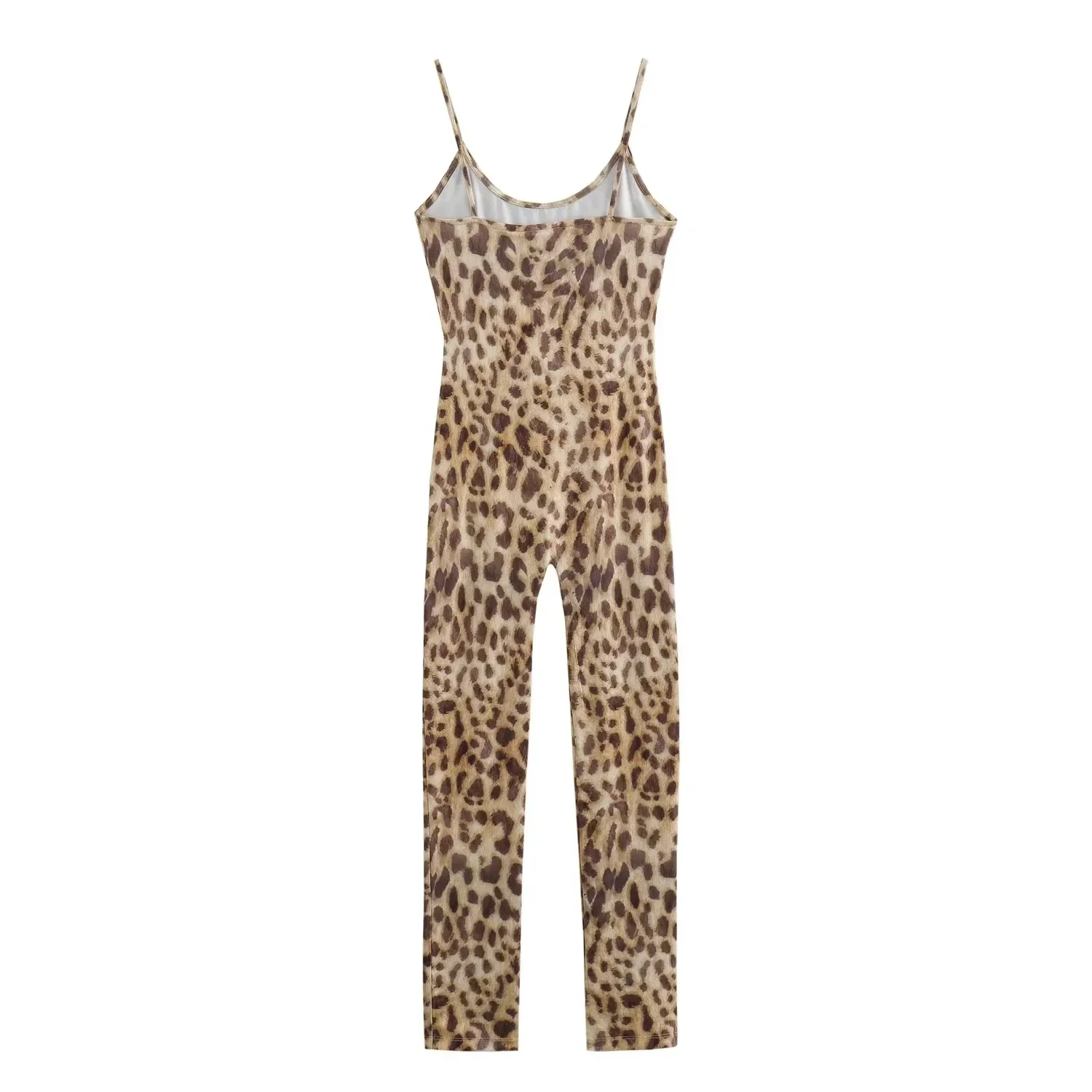 TRAF Leopard Print Bodycon Jumpsuit Women Sleeveless Long Jumpsuits Summer Backless Full Body Jumpsuit Vintage Beach Jumpsuits