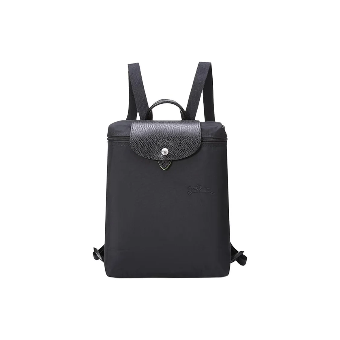 LONGCHAMP Le Pliage Green Recycled Canvas With Leather Trim Backpack Women's Black 1699919001