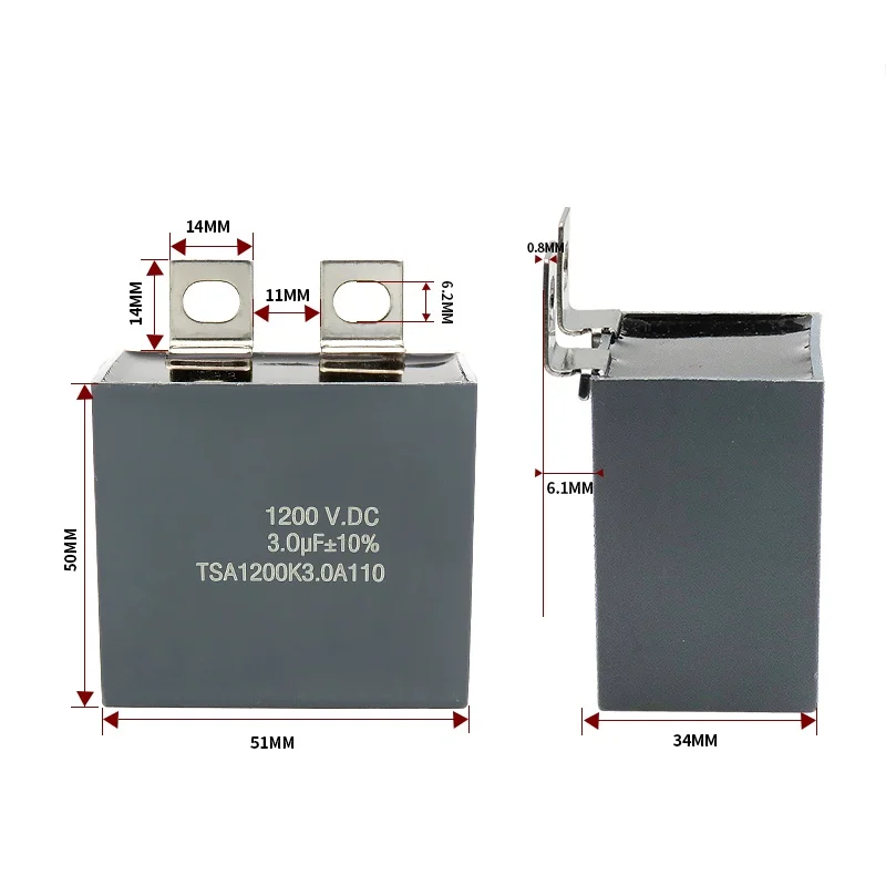 IGBT surge absorption capacitor 1200V 3.0UF square insensitive thin film capacitor 1200V 3UF