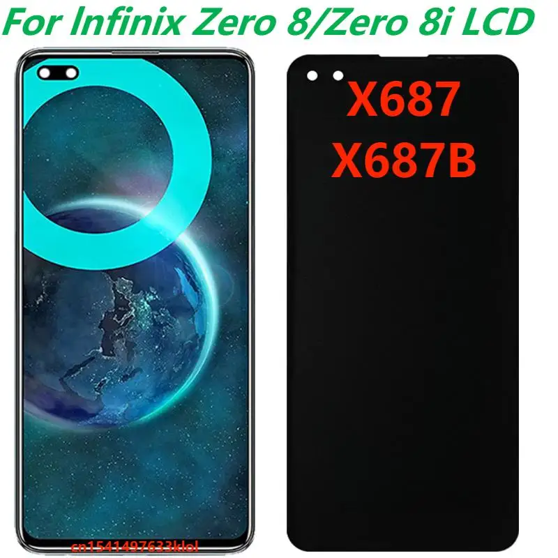 

Original 6.85" AMOLED For Infinix Zero 8 X687 LCD Display Infinix Zero 8i X687B LCD Touch Screen Digitizer Assembly Replacement