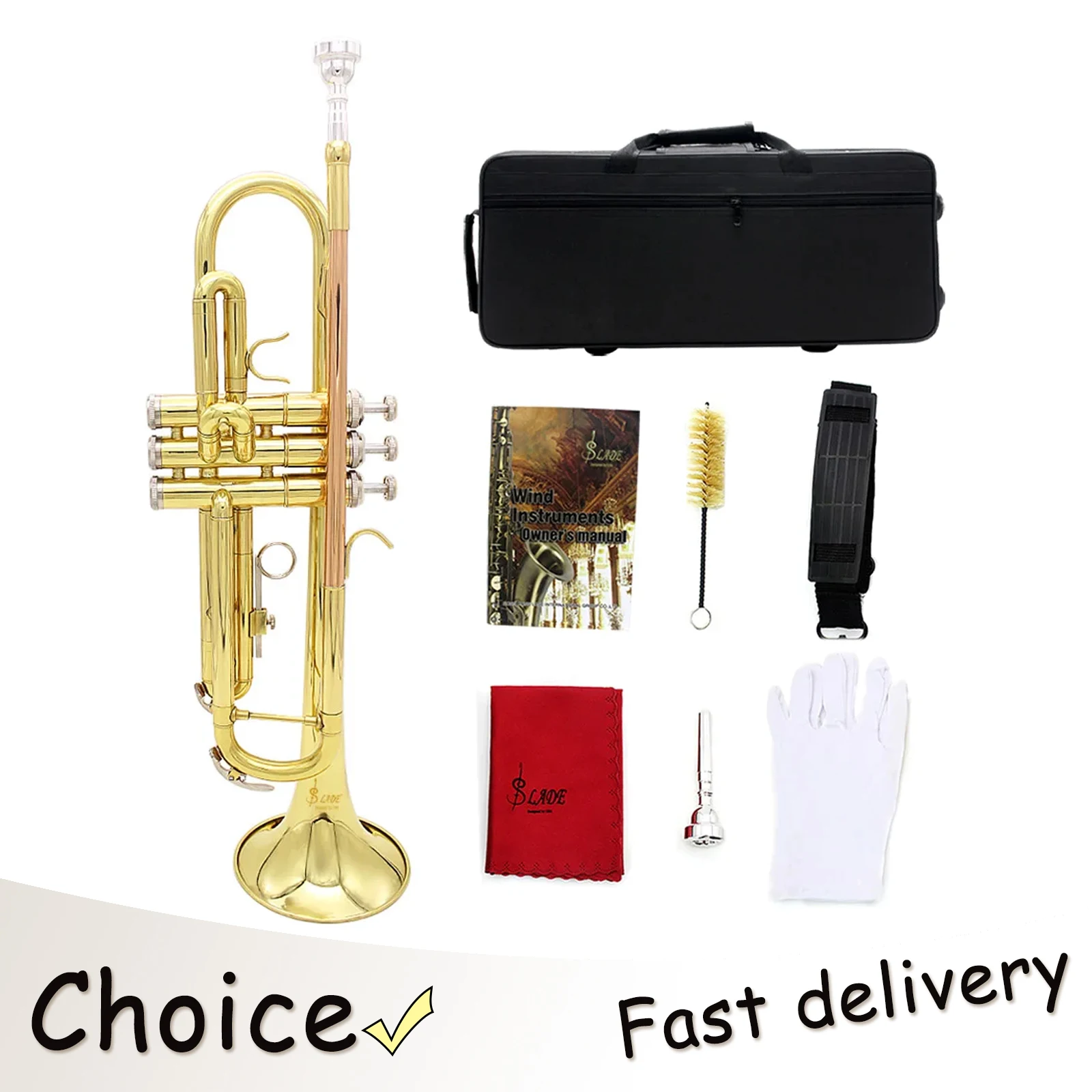 

Тромбон SLADE Bb профессиональный, из латуни, с корпусом из фосфористой бронзы, стандартный музыкальный набор, включает чехол и щетку.