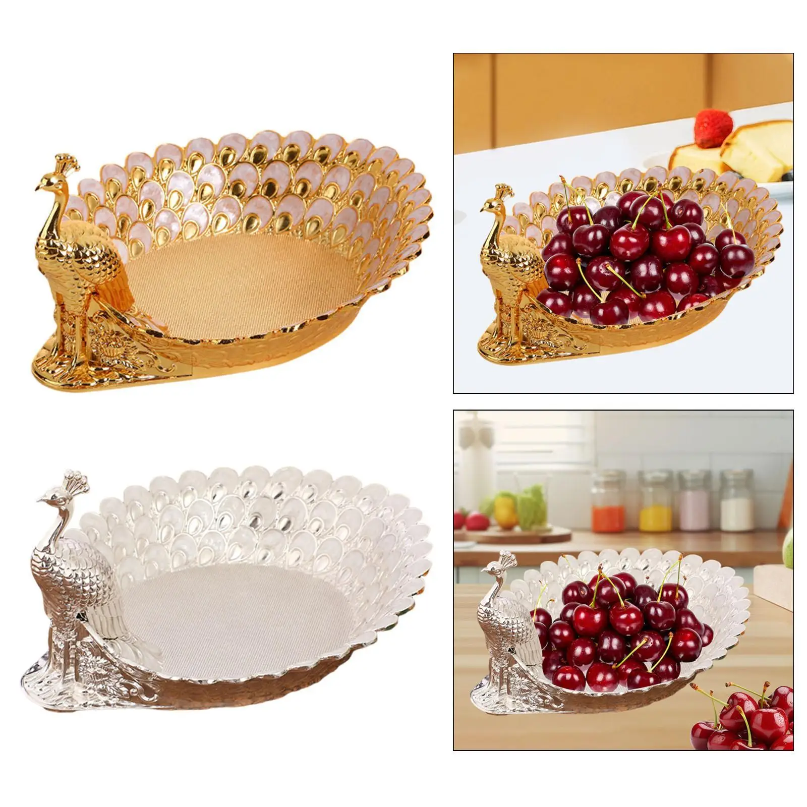 Fruit Bowl Peacock Shape Fruit Plate Candy Snack Tray Table Centerpiece Snack Tray for Holiday Desktop Wedding Kitchen Decor