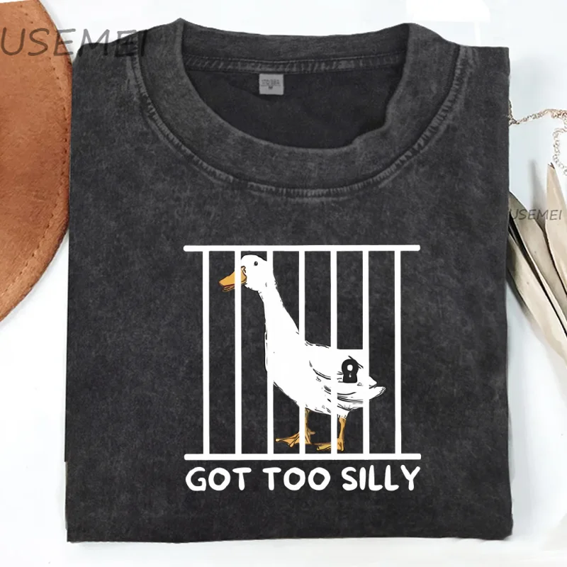 

Футболка Got Too Silly, футболка с изображением гуся, забавная хлопковая винтажная одежда с короткими рукавами, хип-хоп, ретро, Harajuku, повседневная одежда