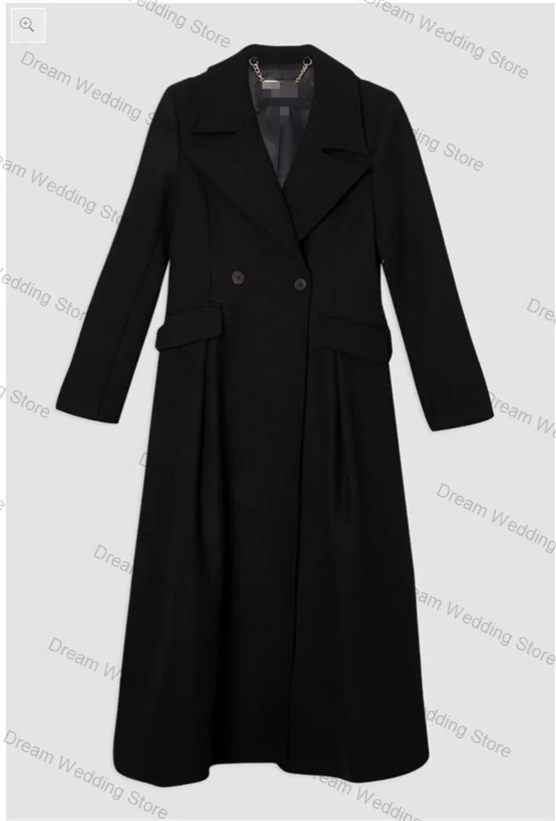 

Cashmere Wool Women Suit 1 Pcs Long Blazer Prom Dress Black Winter Formal Office Lady Jacket Customized Wedding Tuxedos Overcoat