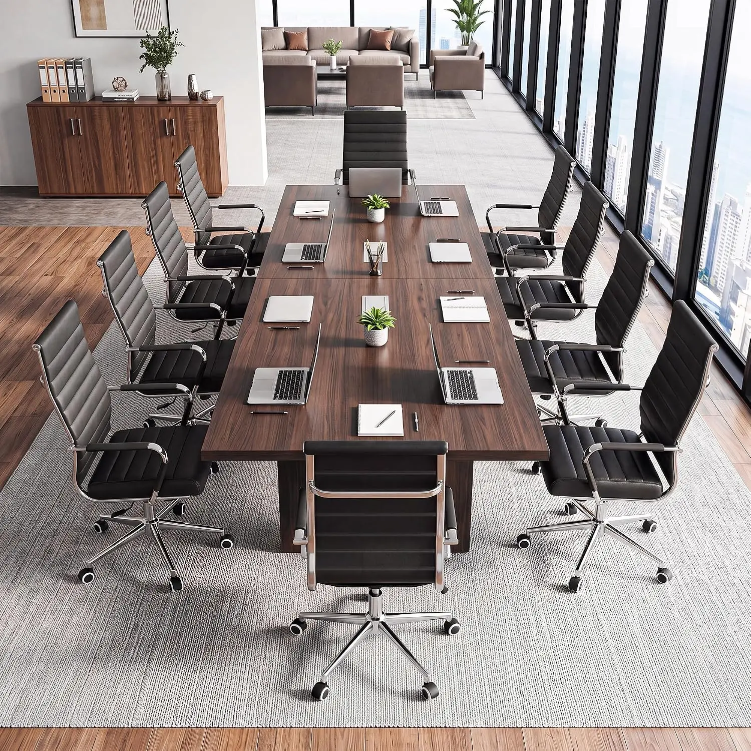 Ergonomic High Back Office Chair PU Leather Swivel Rolling Task Chair For Conference Room & Home, Customized