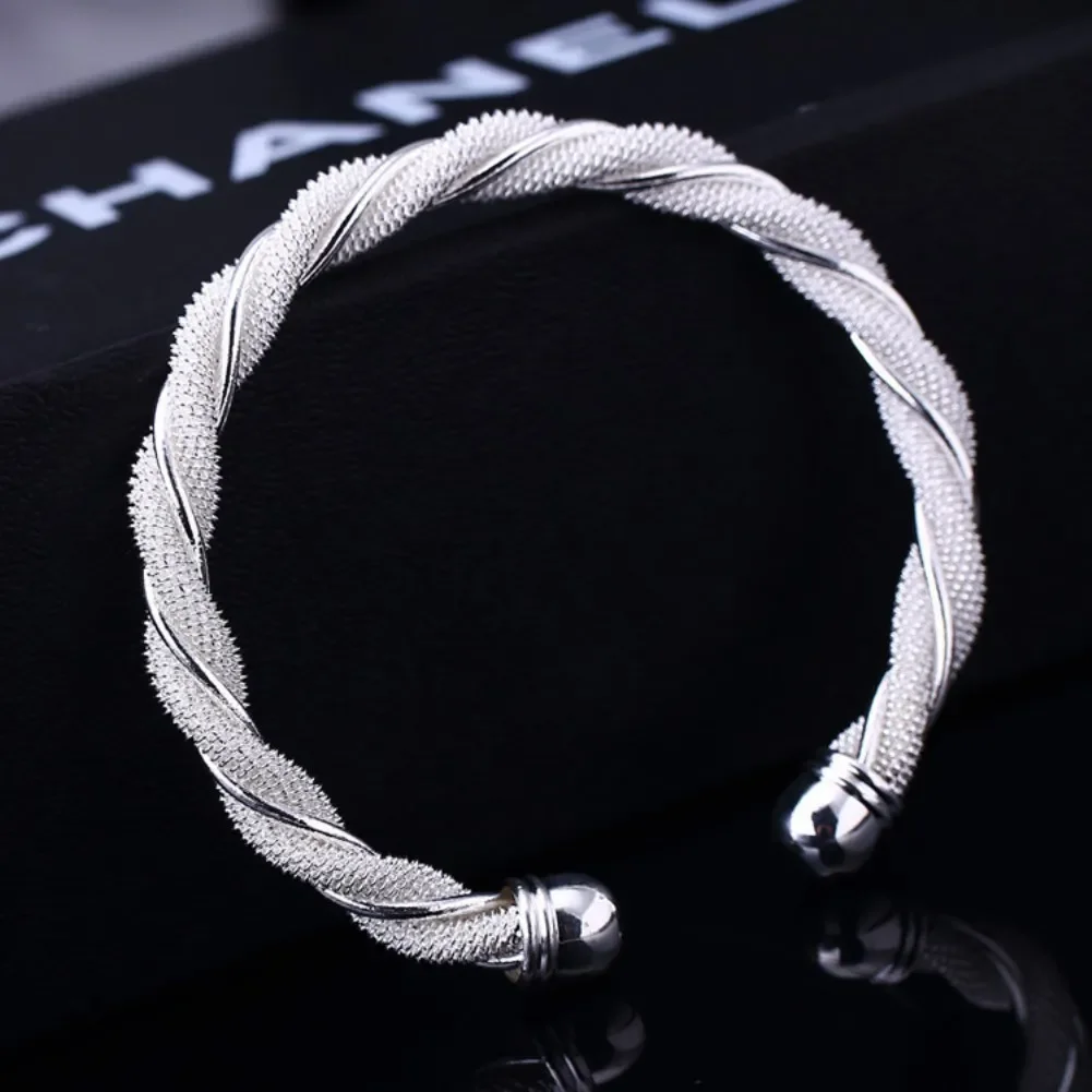 Special Offer Fine Twisted Wire Bangles 925 Sterling Silver Cuff Bracelet For Women Fashion Wedding Party Christmas Gift Jewelry