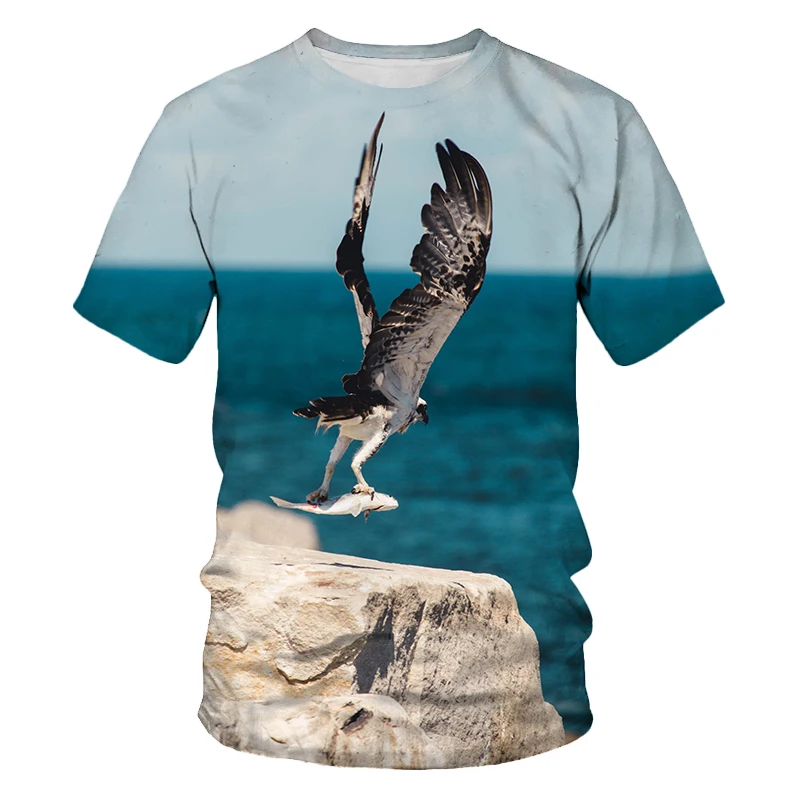 New Summer Tide The Eagle Picture Men T-Shirts  Casual 3D Print Tees Hip Hop Personality Round Neck Short Sleeve Quick-Dry Tops