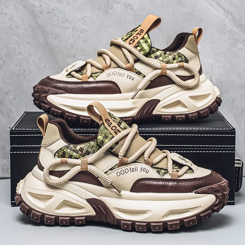 

Весенне-осенняя новая мужская повседневная обувь, модные противоскользящие износостойкие спортивные кроссовки на толстой подошве, модная дышащая сетчатая обувь