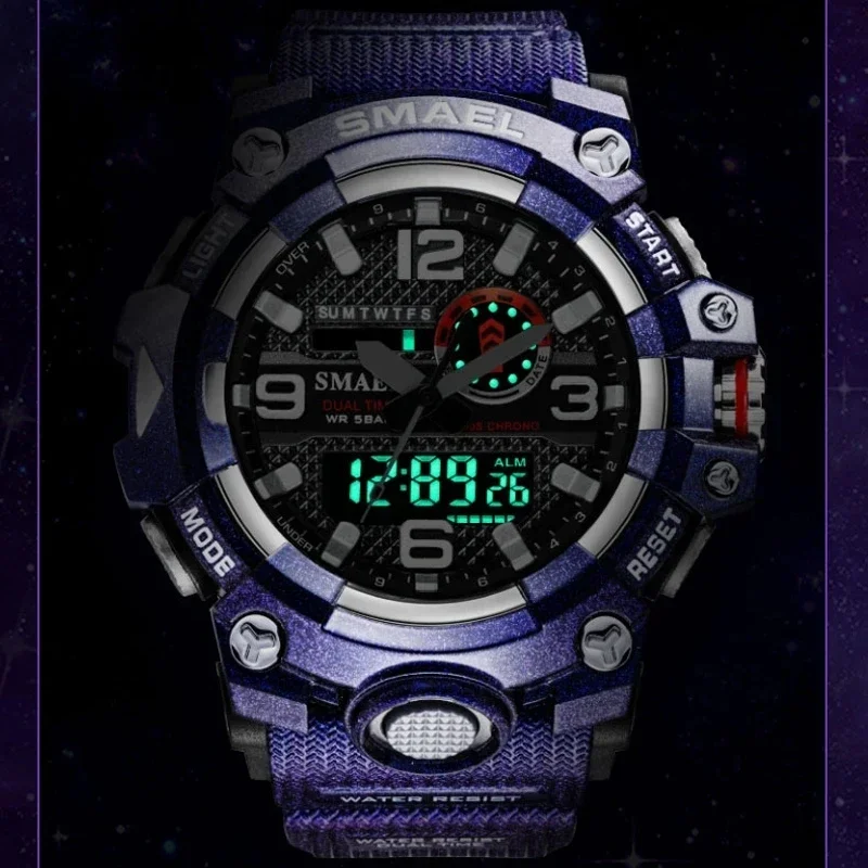 SMAEL Digital Men Military Watches Dual Time Waterproof Luxury Top Brand Watch Men's Sports LED Quartz Analog Wristwatches Male