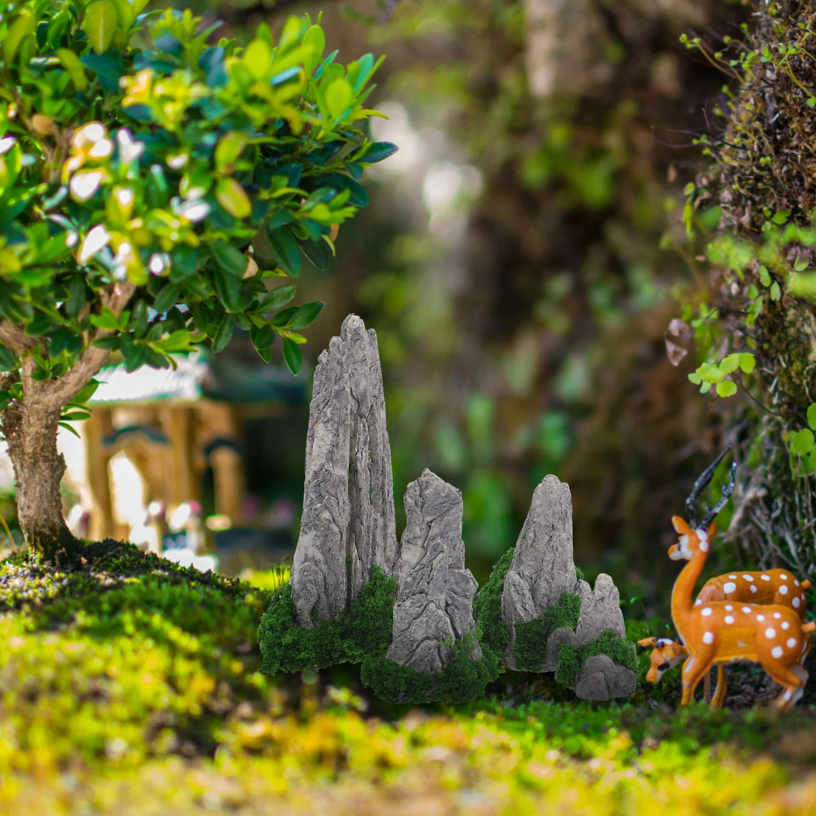 Miniature Rockery Desktop Accessoriesative Rockery Figurines Resin Rockery Statues Outdoor Garden Ornament Small Micro