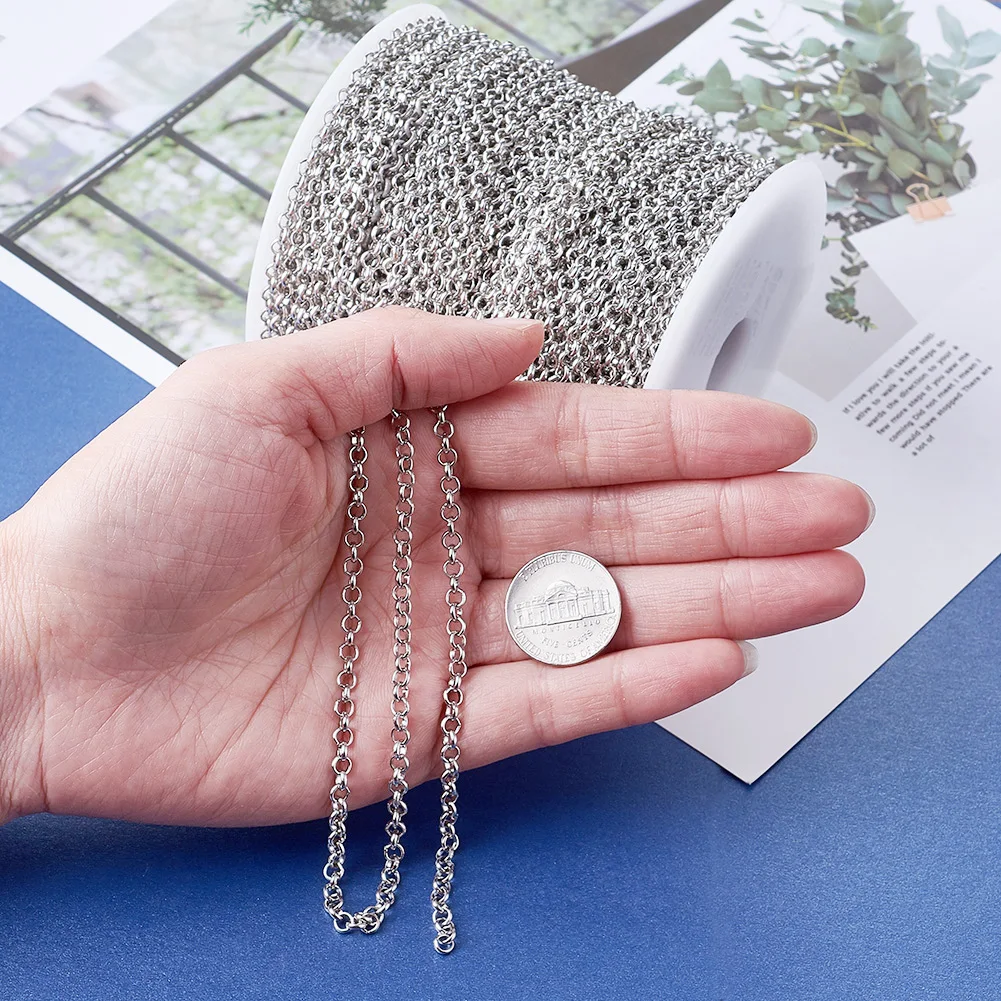 50M Iron Rolo Chain Link Metal Necklace Chains Bulk for DIY Bracelets Jewelry Making Red Copper Bronze Gold Color Silver Color
