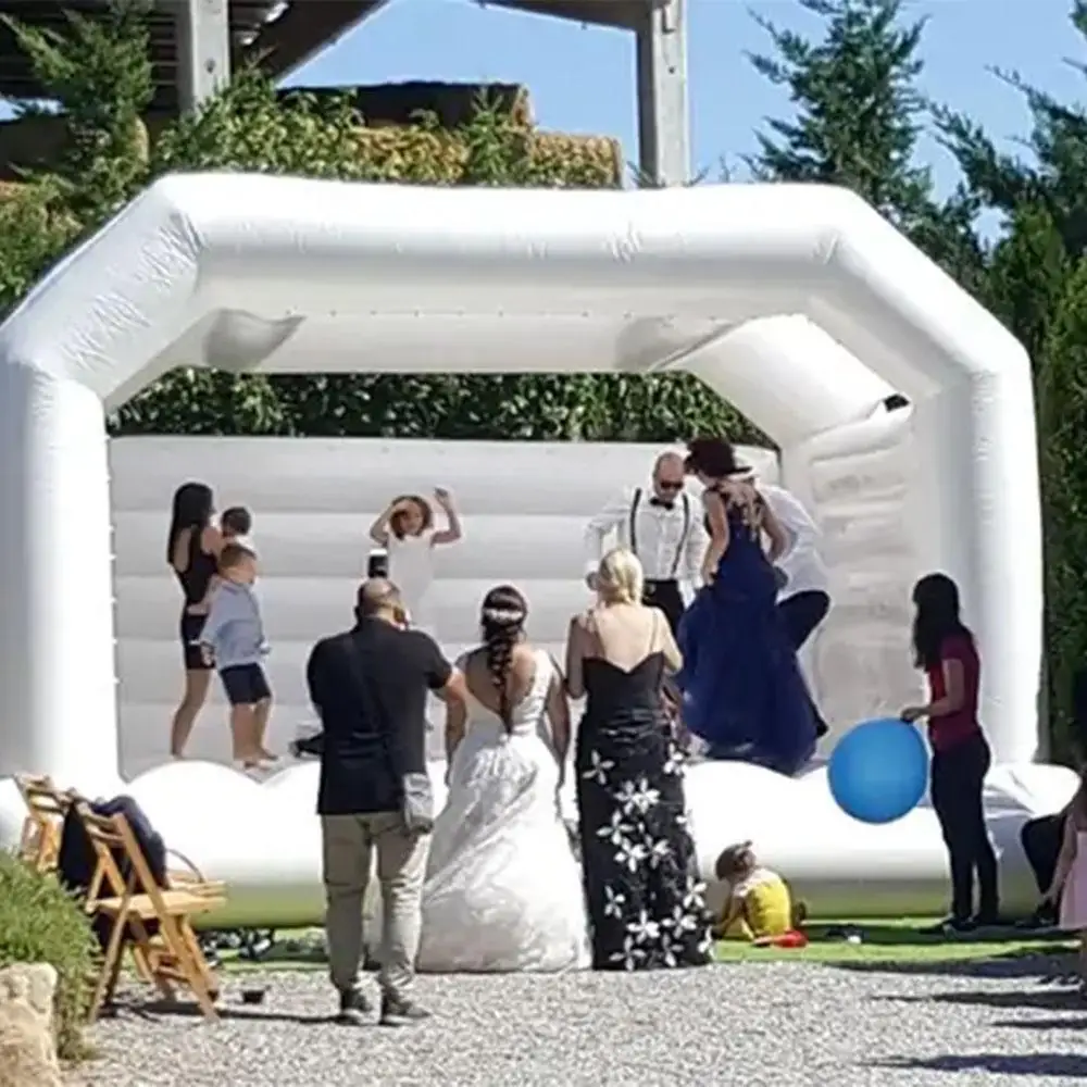 Jersey inflable blanco personalizado para boda, casa de rebote, castillo de salto hinchable, juguetes para adultos y niños al aire libre para fiesta