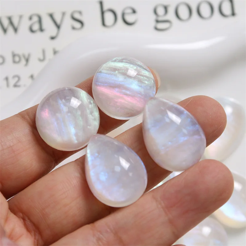 2024New 50pcs/lot aurora color effect geometry rounds/water drop shape resin cabochon beads diy jewelry garment/hair accessory