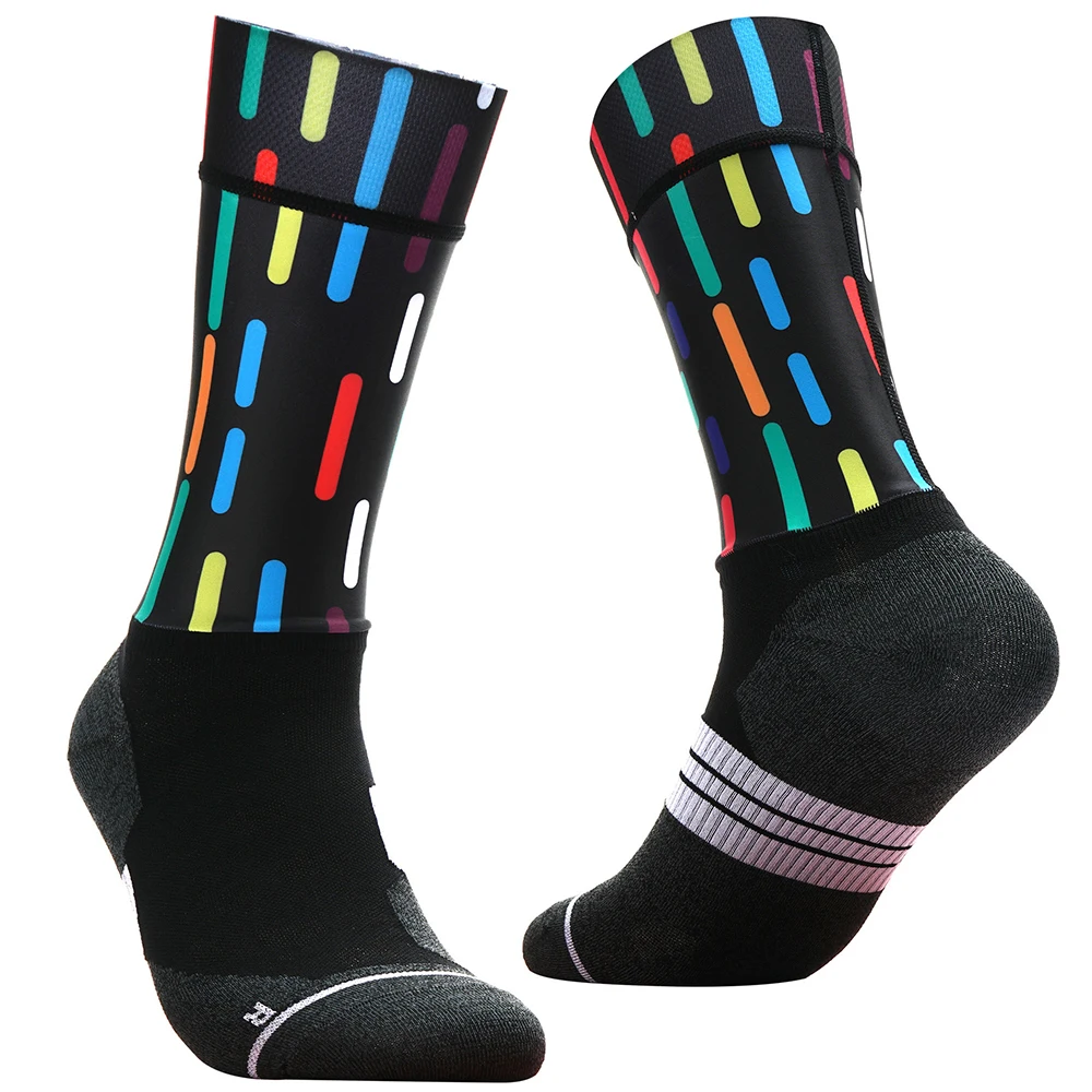 Chaussettes de sport coordonnantes pour hommes et femmes, chaussettes de compression de vélo professionnelles, chaussettes de sport de rue, chaussettes de course et de cyclisme, 01