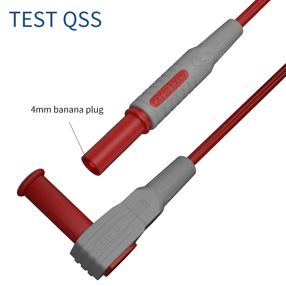 QSS 1 Pair 100CM Multimeter Test Lead with Safety Banana Plug 90 Degree to Straight Cable for Electronic Testing