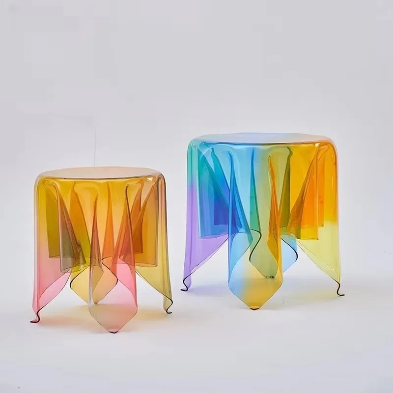 Color acrylic round table furniture acrylic coffee side table rainbow home commercial decoration