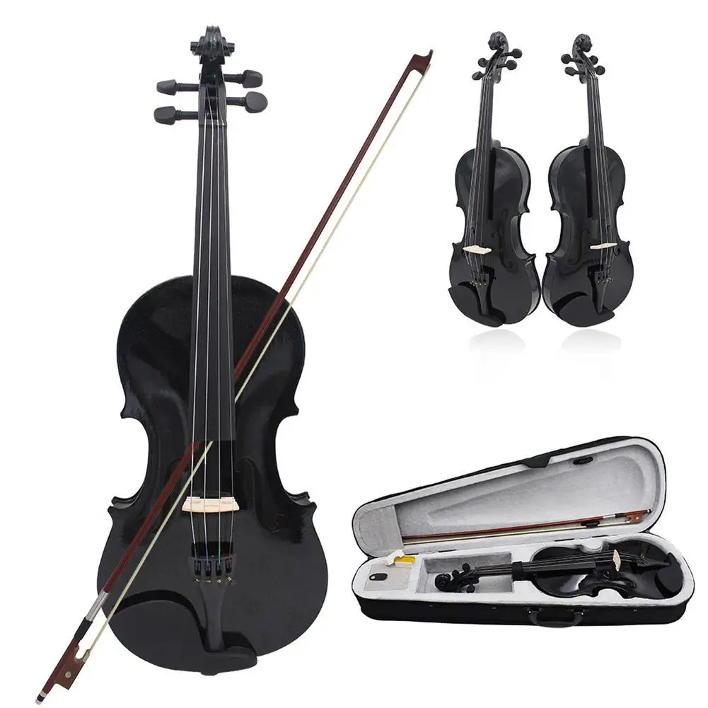 

4/4 Full Size Acoustic Violin For Beginners Colored Solid Wood Violin With Carrying Case Stringed Instrument with Violin Box