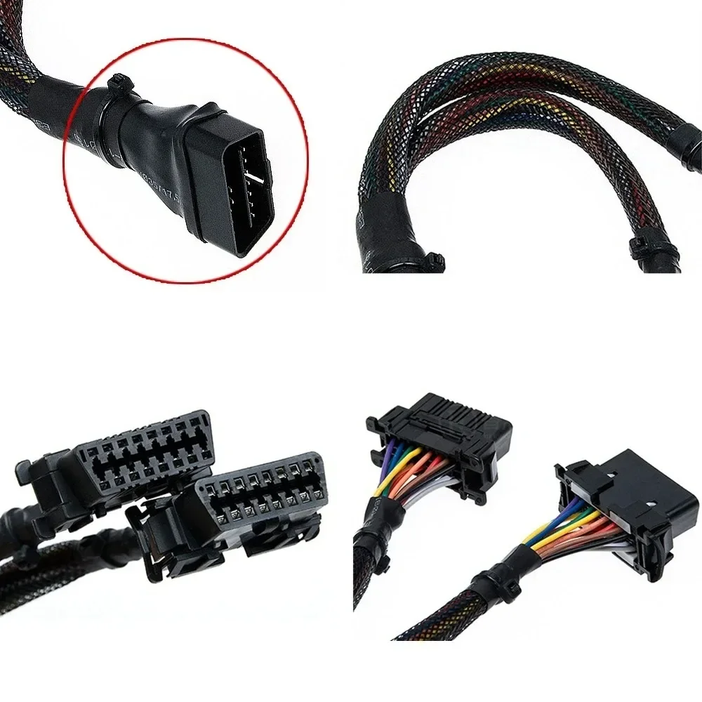 Latest OBD2 Male To Dual Female Elbow Extension Y Cable with 16Pin Available To Connected 1 IN 2 Splitter Extension Adapter Tool
