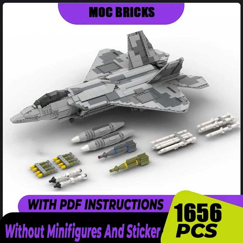 

Военная серия Moc, строительные кирпичи, модель Raptor Fighter, технология, модульные блоки самолета, набор «сделай сам», сборка, Рождественский подарок