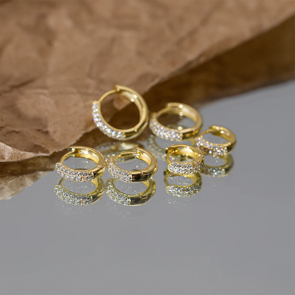 CANNER 925 Sterling Silver Circle Hoop Earrings 6mm/8mm/10mm Fashion Luxury Multi-row Classic Versatile Zircon Earrings Jewelry