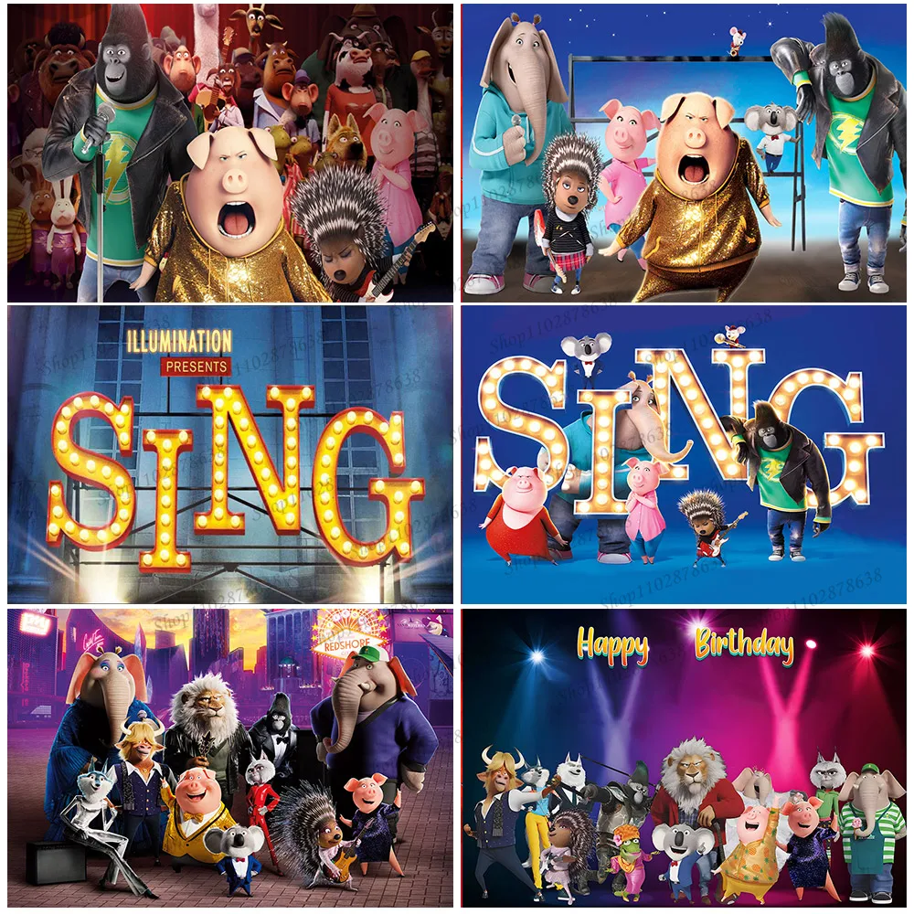 Sing Movie Backdrop Banner Supplies Children Kid Birthday Party Decorations Background Photography Sound Animal Decor Post