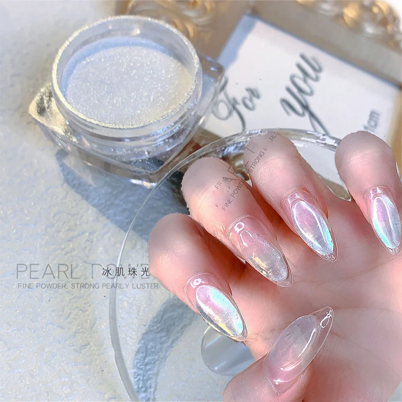 Net-2g Fairy Glossy Ice White Fine Pearl Powder 2023 New High-light  Pearl Powder  DIY YYDS Aurora Manicure Decoration Powder &*