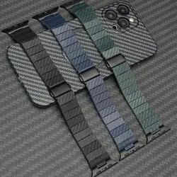 Carbon Fiber Strap For Apple Watch Band 45mm 44mm Ultra 49mm 42mm 41mm 40mm Link Bracelet correa iWatch Series 9 7 8 6 SE 5 4 3