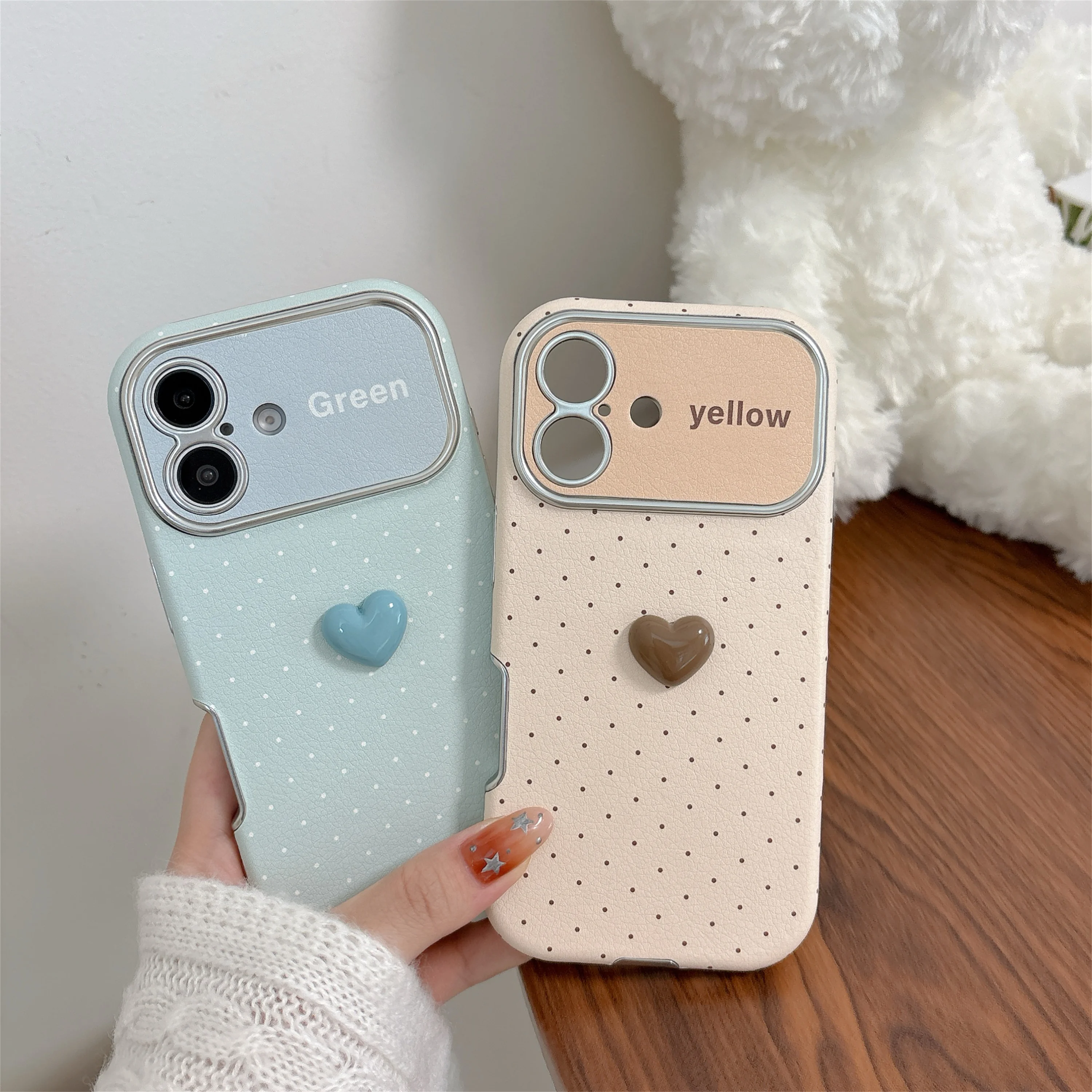 New full screen wavelet dot green yellow phone case for IPhone 16 16pro 16promax 15 15pro 15promax 14 13pro 14promax 13 13promax