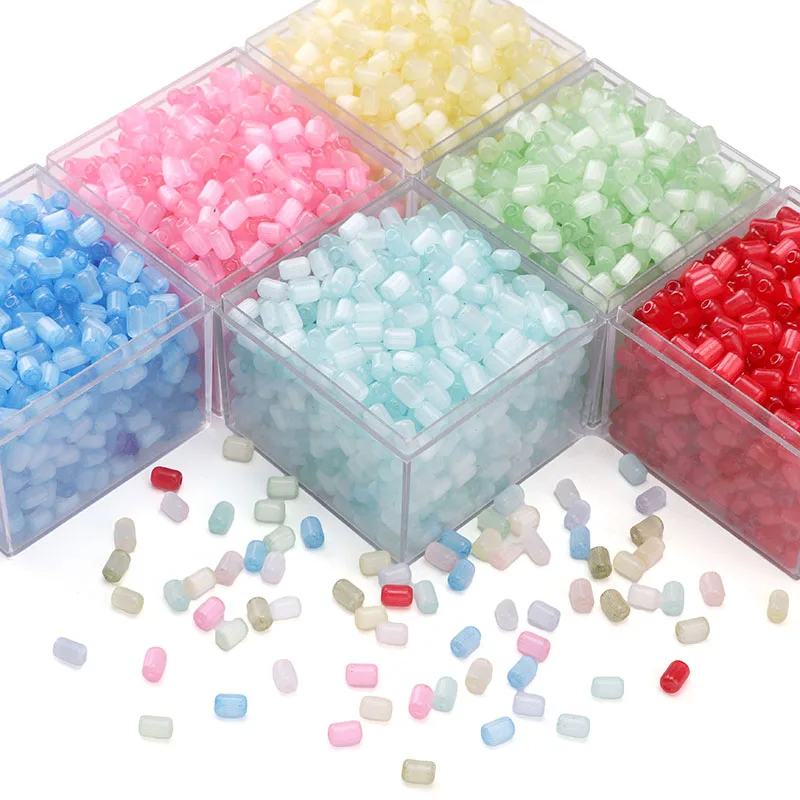 60pcs 4x6mm Multi Color Jujube Shape Cat Eye Beads Loose Spacer Seed Beads For Jewelry Making DIY Bracelets Necklace Accessories