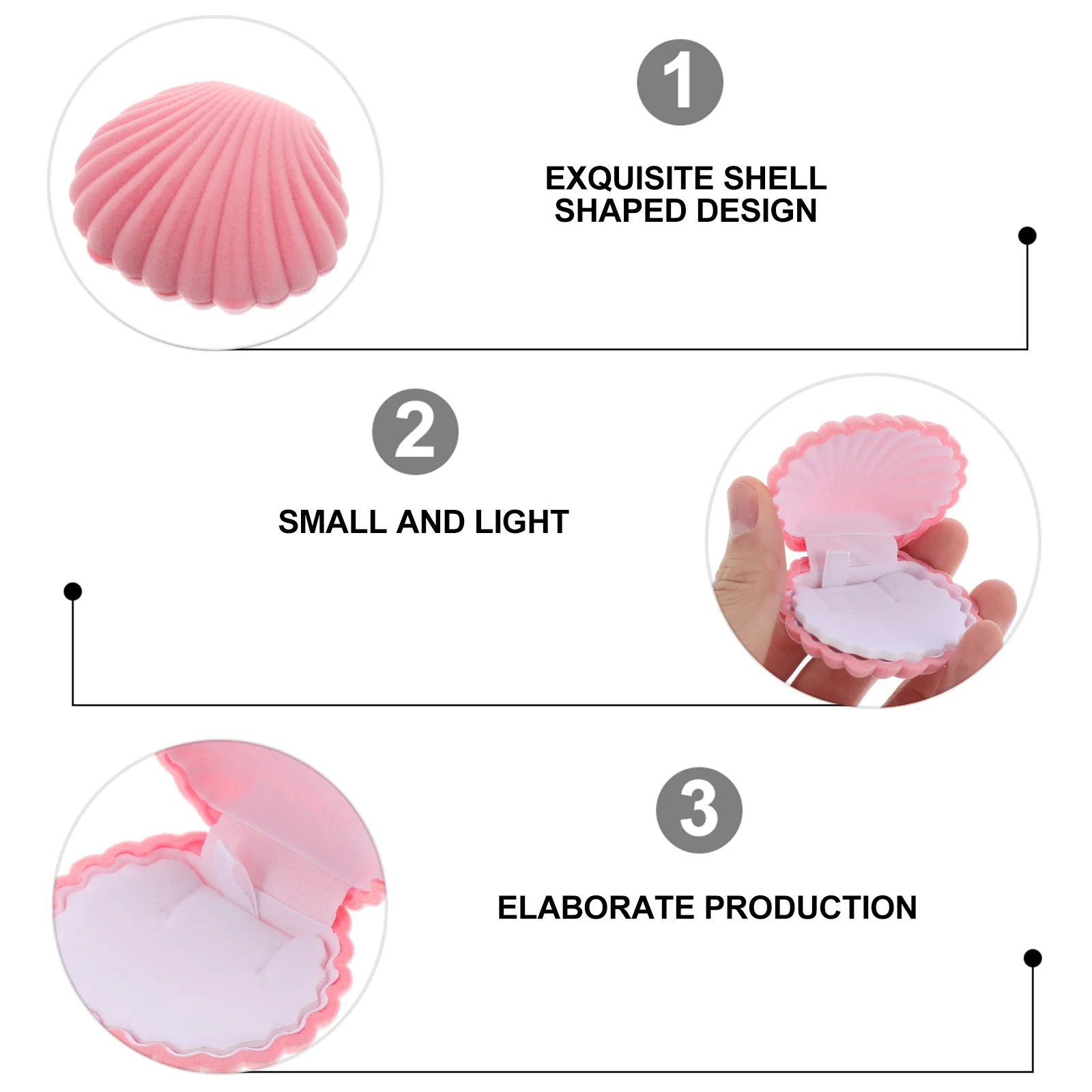 กล่องเก็บเครื่องประดับรูปทรงเปลือกหอย 2 ชิ้น วัสดุกำมะหยี่อย่างดี ทนทาน สำหรับจัดเก็บสร้อยคอ กำไล แหวน กล่องใส่เครื่องประดับสำหรับเดินทาง