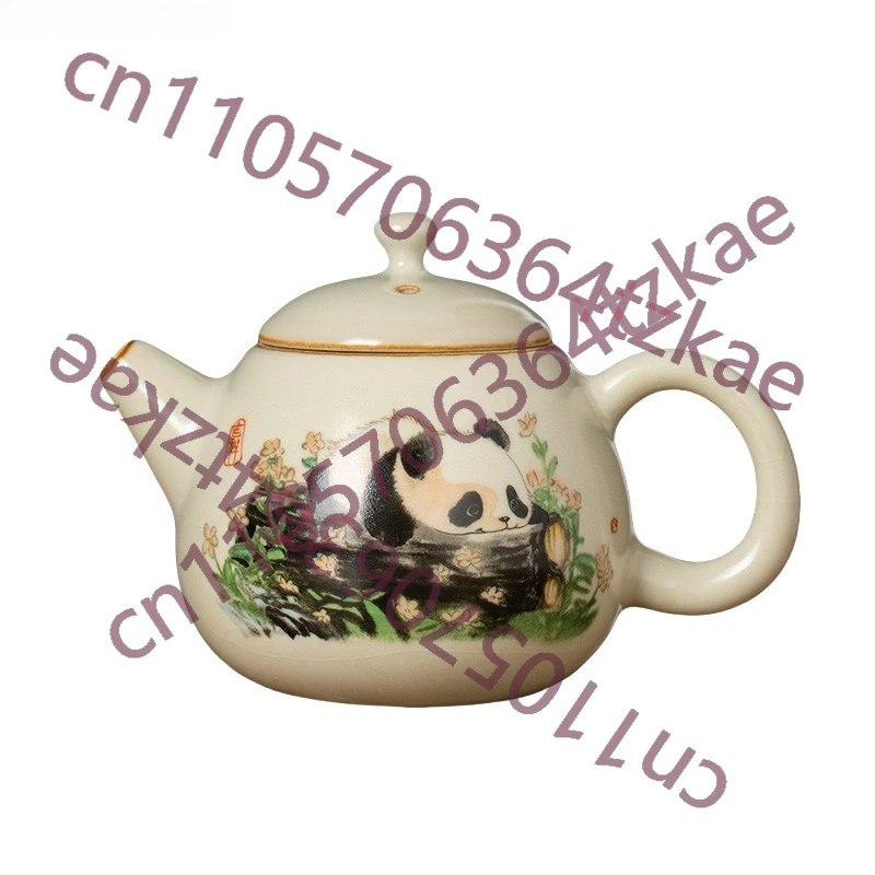 

Ru Kiln Panda Dragon Egg Teapot Home Tea Pot Cracked Texture Can Raise High End