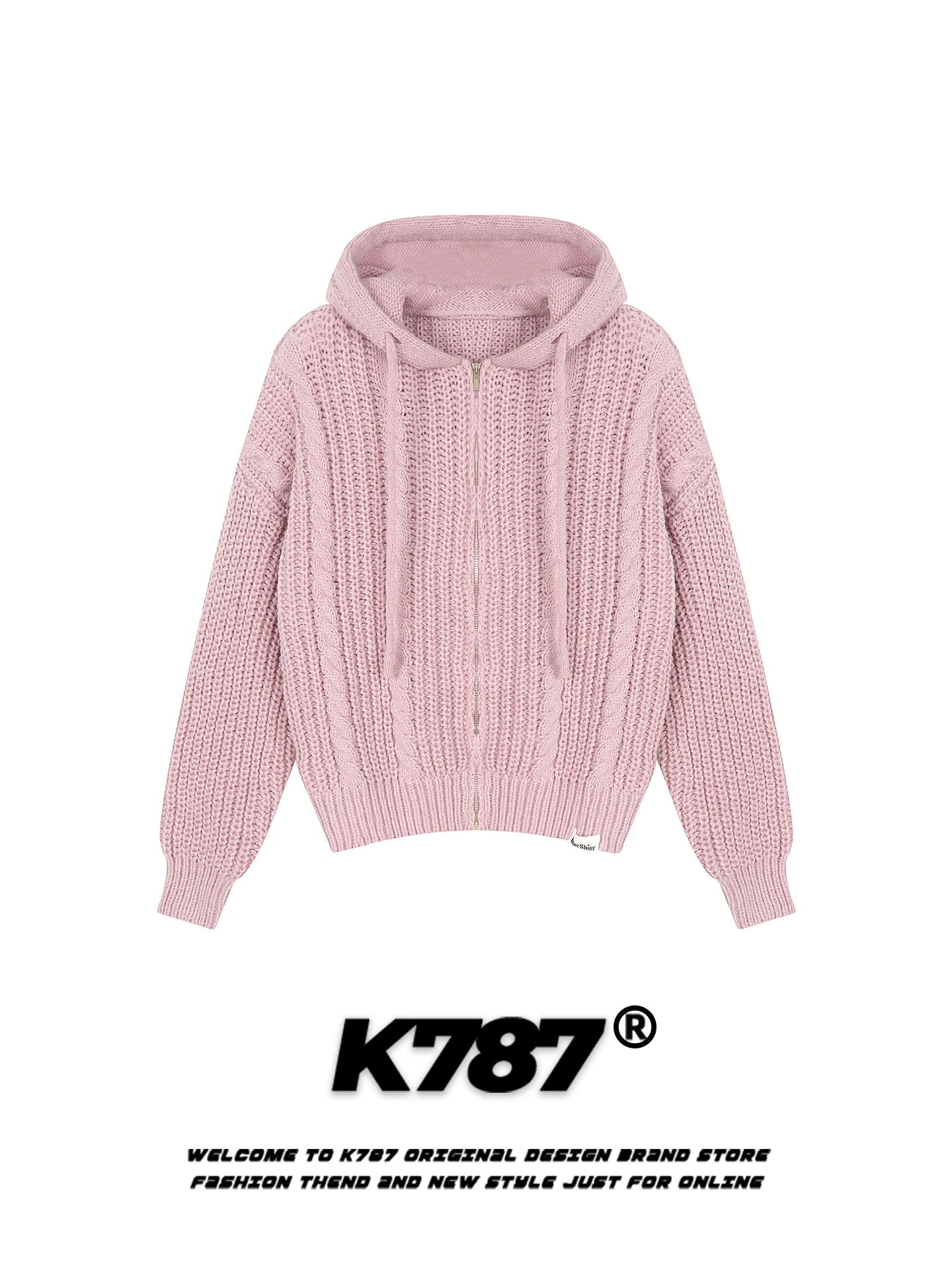 K787 American Lazy Sle Knitted Hat Sweater Casual Orange Knitwear for Couples Loose Fit Autumn Winter Women's Faion view 3