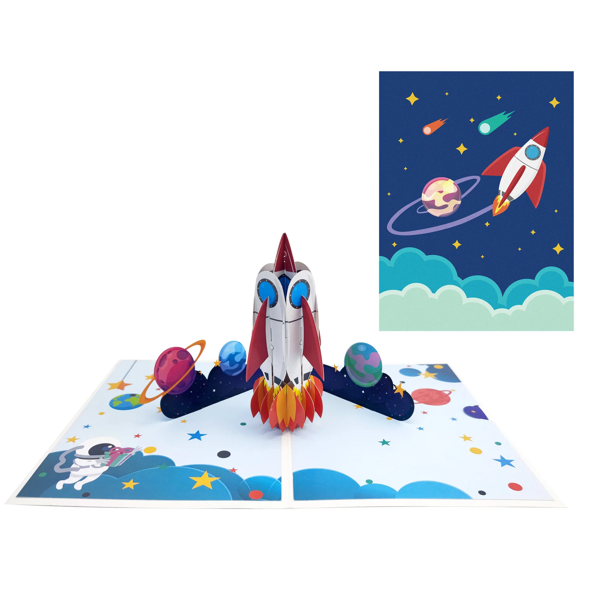 

5Pcs Creative 3D Pop-Up Rocket Greeting Card Birthday, Children's Day, and Various Holiday Greeting Cards