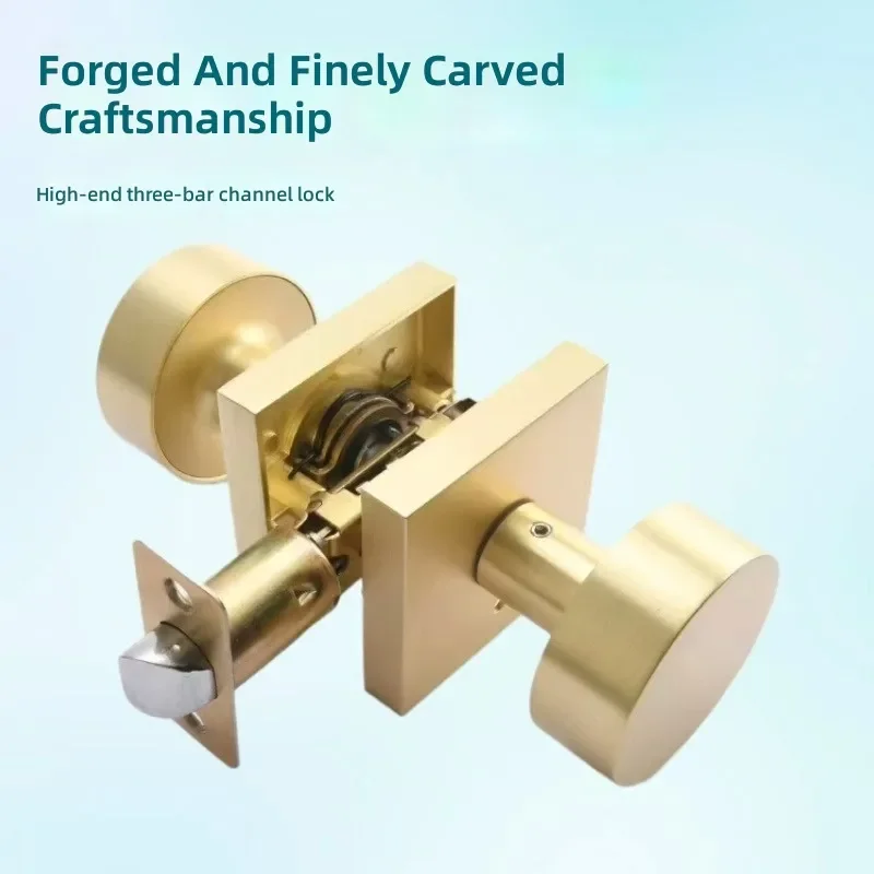 for Golden Round Channel Keyless Silent Handle Lock for Modern Rectangular Bathroom Toilet Door
