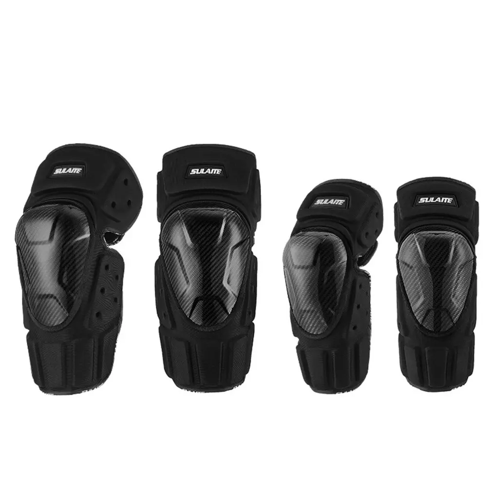 

4pcs Off-road Motorcycle Knee Pads Windproof Warm Anti-fall Rider Elastic Breathable Adjustable Knee Mountain Bike Elbow Guard