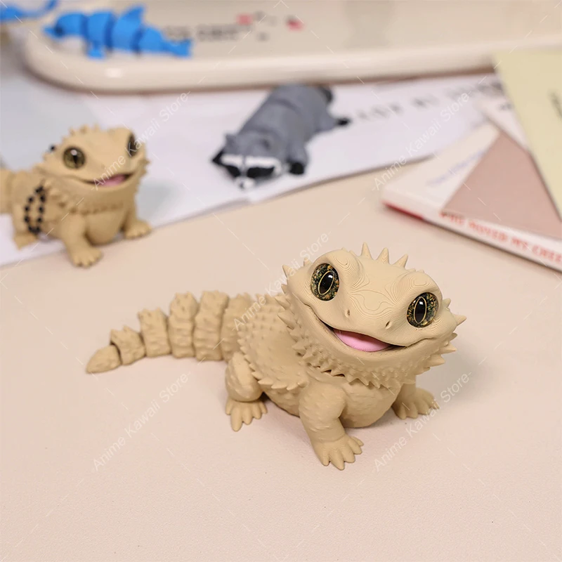 3D-Gedruckte Bartagamen-Figuren mit Mehrfach-Gelenken und Beweglichen Augen für Wohnzimmer-Accessoires, Kindergeschenk, Schreibtisch-Dekoration – Detail 3