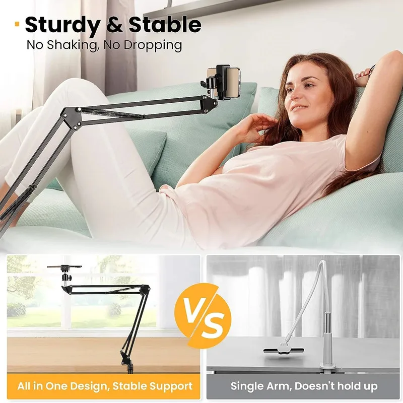 FGCLSY Flexible Arm Tripod For Phone Stand Table Folded Anchor 360° Rotation Online Desktop Laptop Video Live Overhead Shot