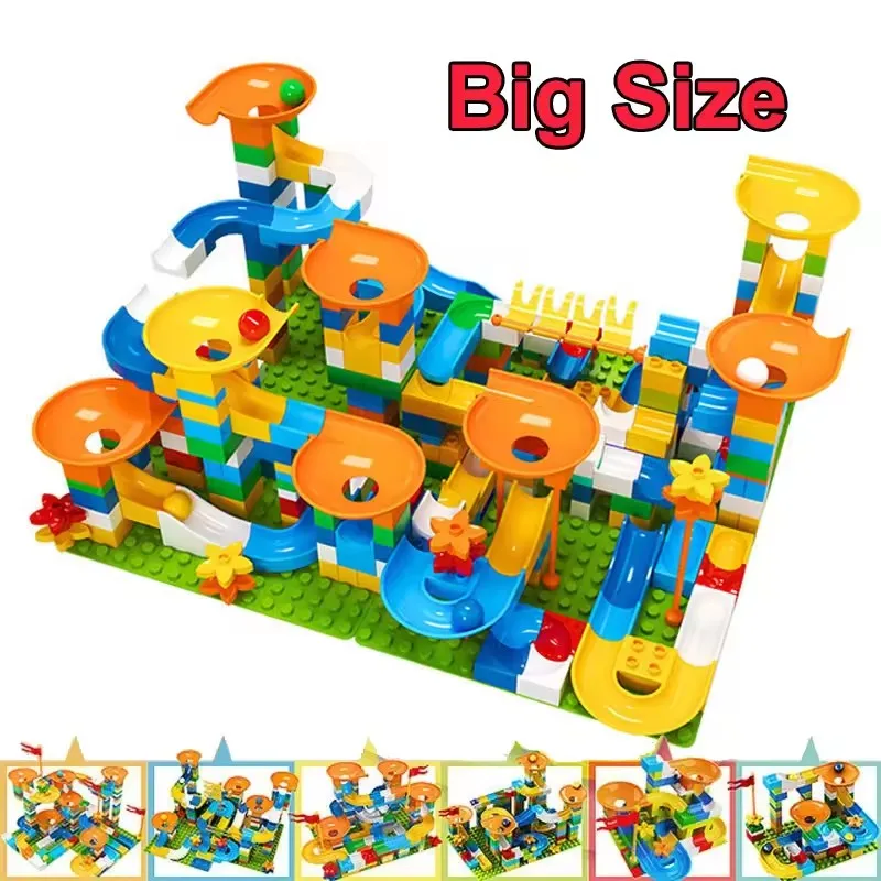 ขนาดใหญ่ 86-344pcs Marble Race Run Track Building Blocks ช่องทางสไลด์บล็อก DIY ประกอบอิฐของเล่นเพื่อการศึกษาเด็ก