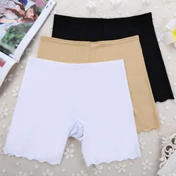 Mid-waist Thin Ice Silk Breathable Underwear Girls One-piece Non-marking Bottoming Anti-light Safety Pants Three-quarter Pants