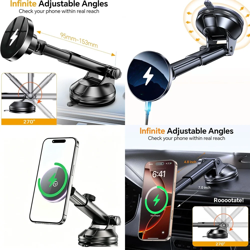 New Electronics Products 2026 Trend Wireless Car Charger Magnetic Dashboard Car Phone Holder Consumer Electronics Accessories