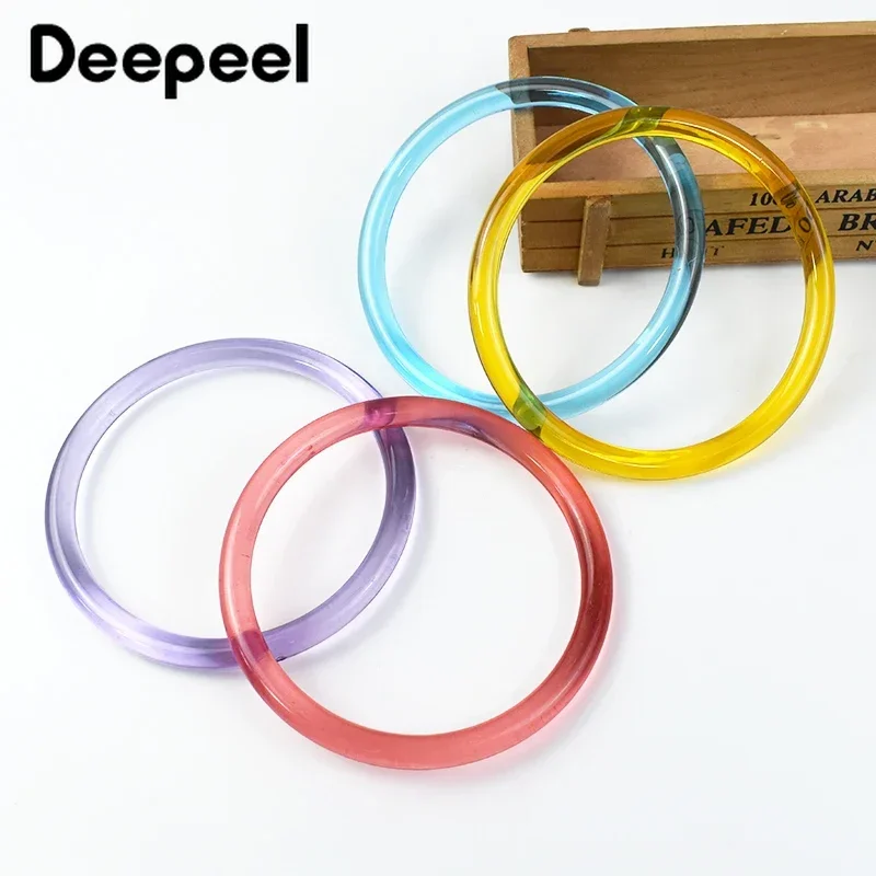 2/4Pcs Deepeel 10cm Acrylic Transparent Round Bag Handle Plastic Handbag Purse Handles Resin Wristband DIY Handmade Accessories